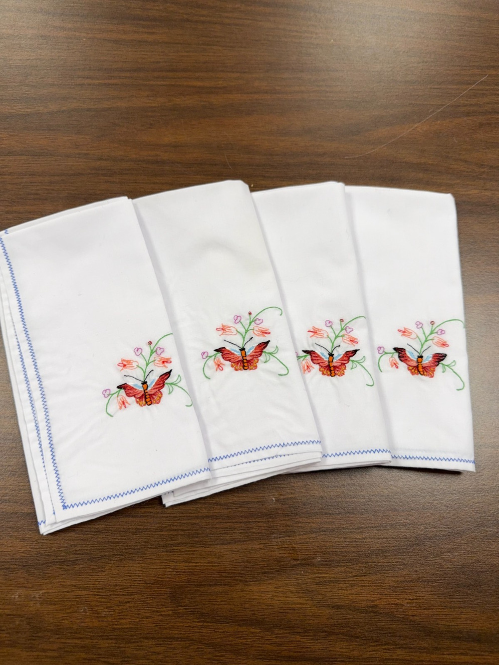 Vintage Cotton Napkins Set Crochet Accent White Dinner Cloth 15 Inch